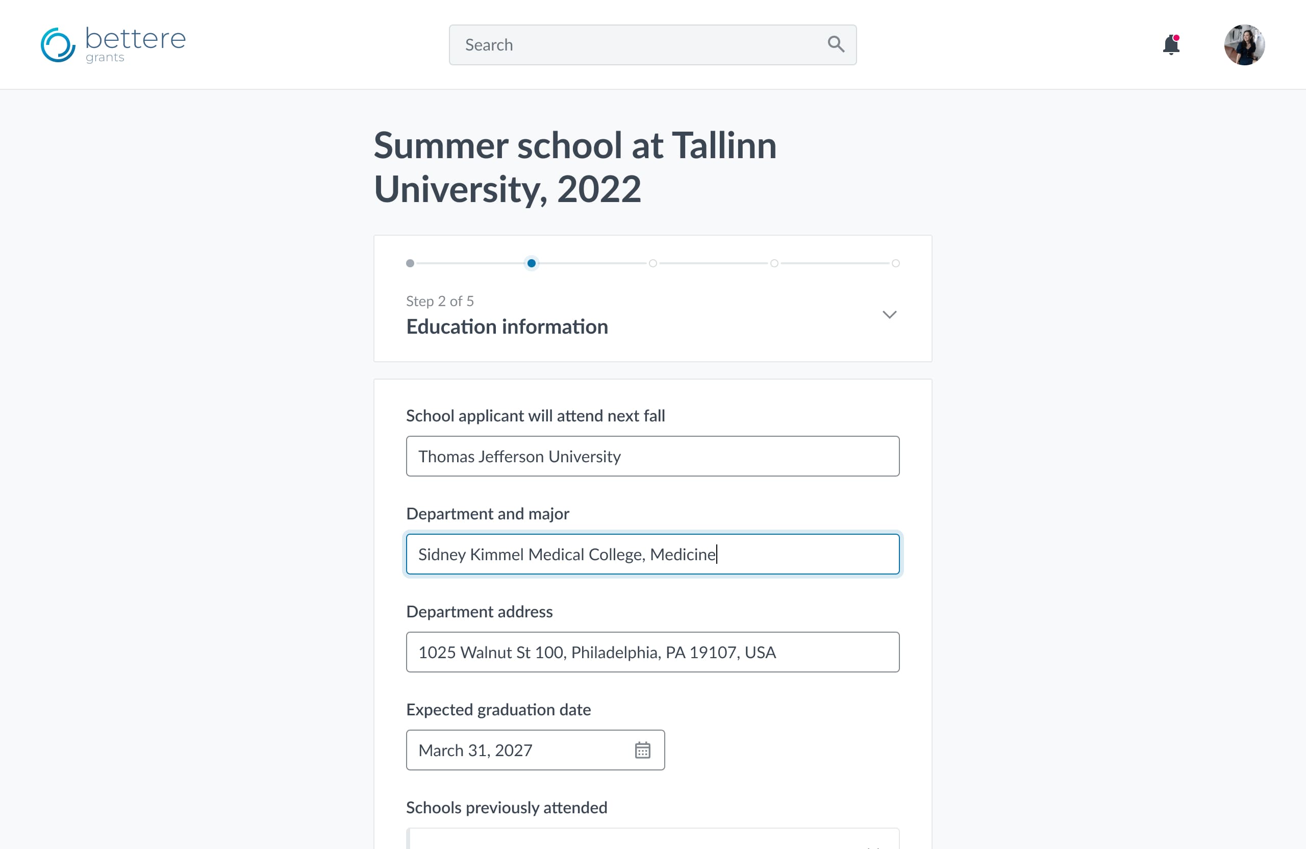 An application form, basic theme