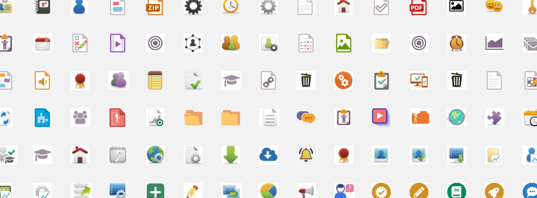 Old LMS icons, icons have different style and fidelity level