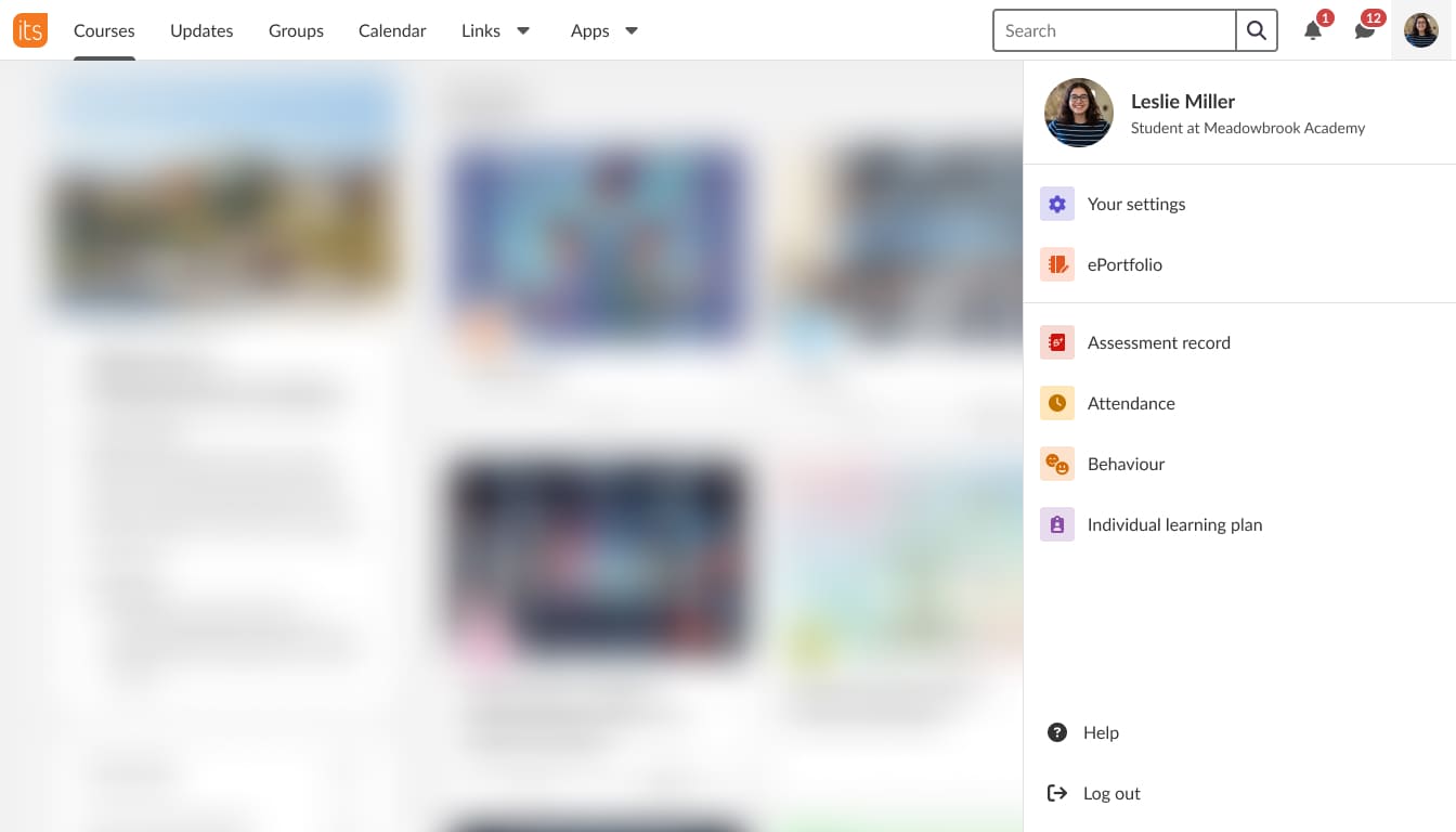 New main LMS navigation with a clean, neutral palette and a limited number of menu items