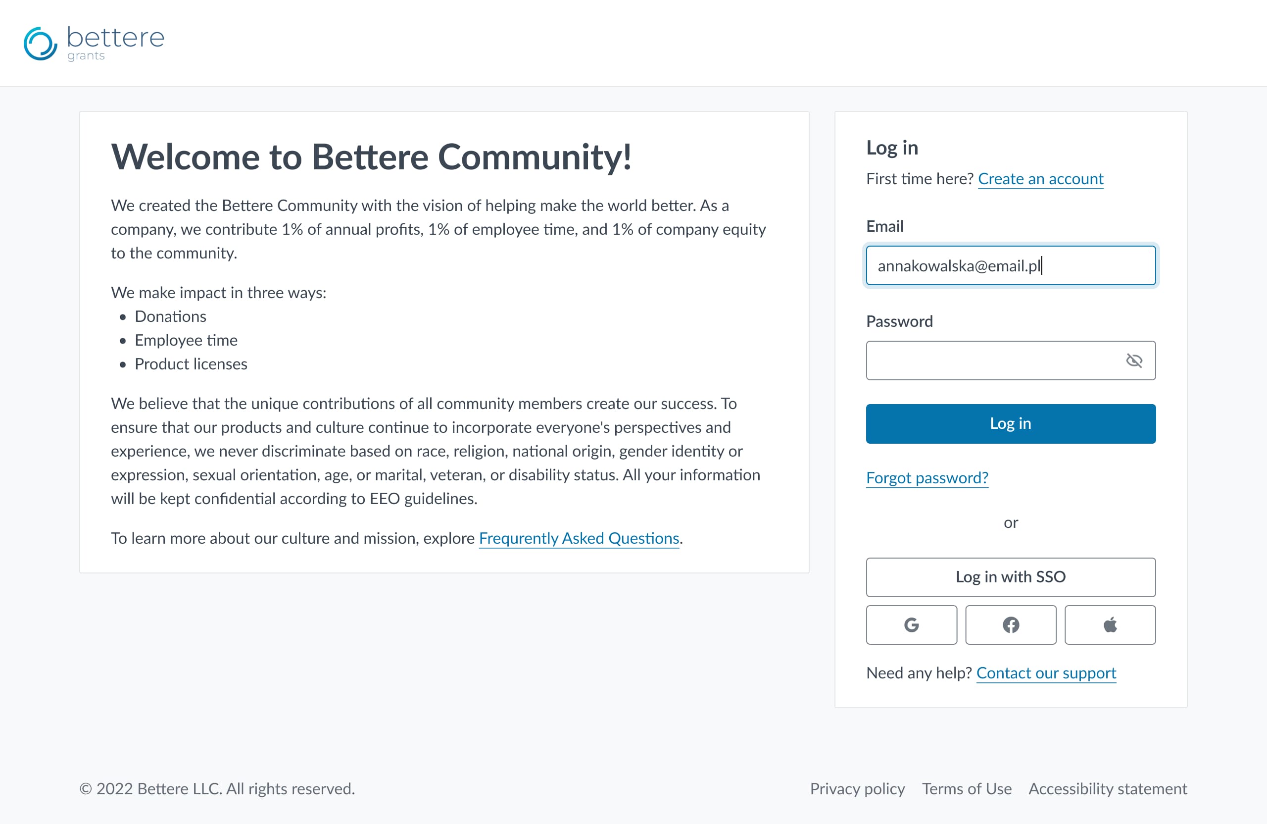 Login page of the applicant portal, basic theme